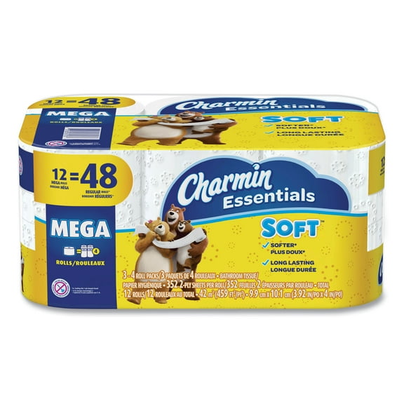 Charmin Essentials Soft Toilet Paper, 12 Mega Rolls