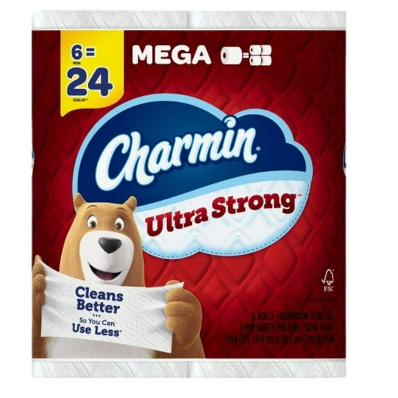 Charmin Essentials Soft Toilet Paper 2 Ply Tissue Roll - Ultra Strong Clog & Septic Safe Bath Tissue for Home Kitchen Bathroom Supplies (6 Mega Rolls = 24 Regular Rolls)1 Pack & CUSTOM Storage Carrier