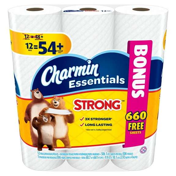 Charmin Essentials Strong Toilet Paper 12 Mega Bonus Rolls