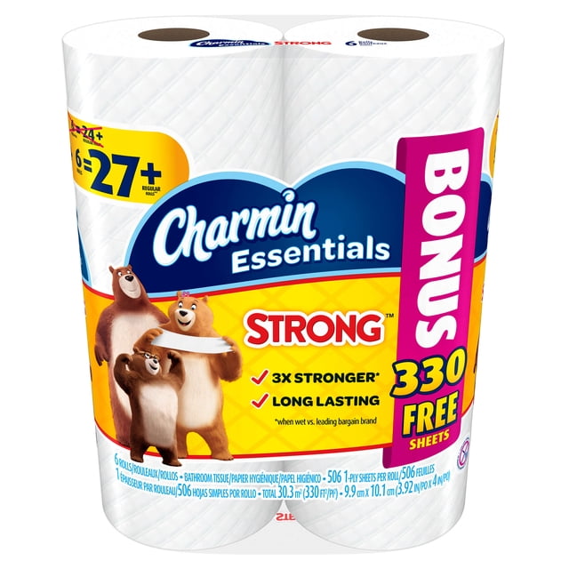 Charmin Essentials Strong Toilet Paper, 6 Mega Rolls - Walmart.com