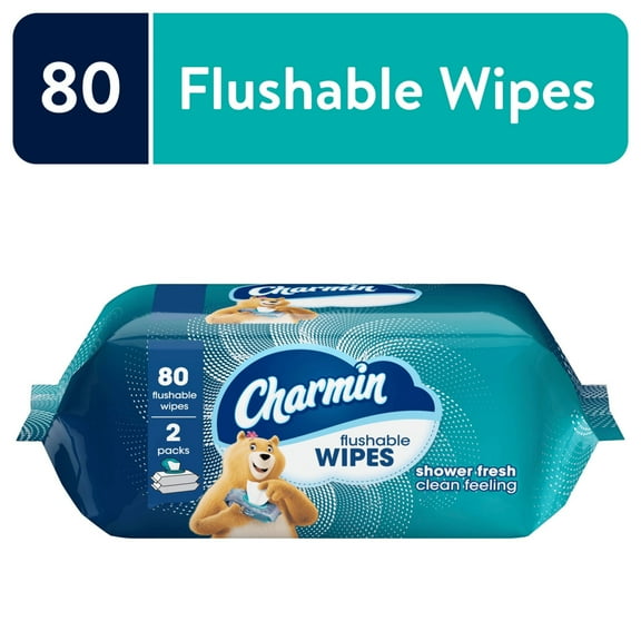 Charmin Flushable Wet Wipes, 2 packs, 40 Wipes Per Pack, 80 Total Wipes