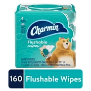 Charmin Flushable Wipes, 4 packs, 40 Wipes Per Pack, 160 Total Wipes