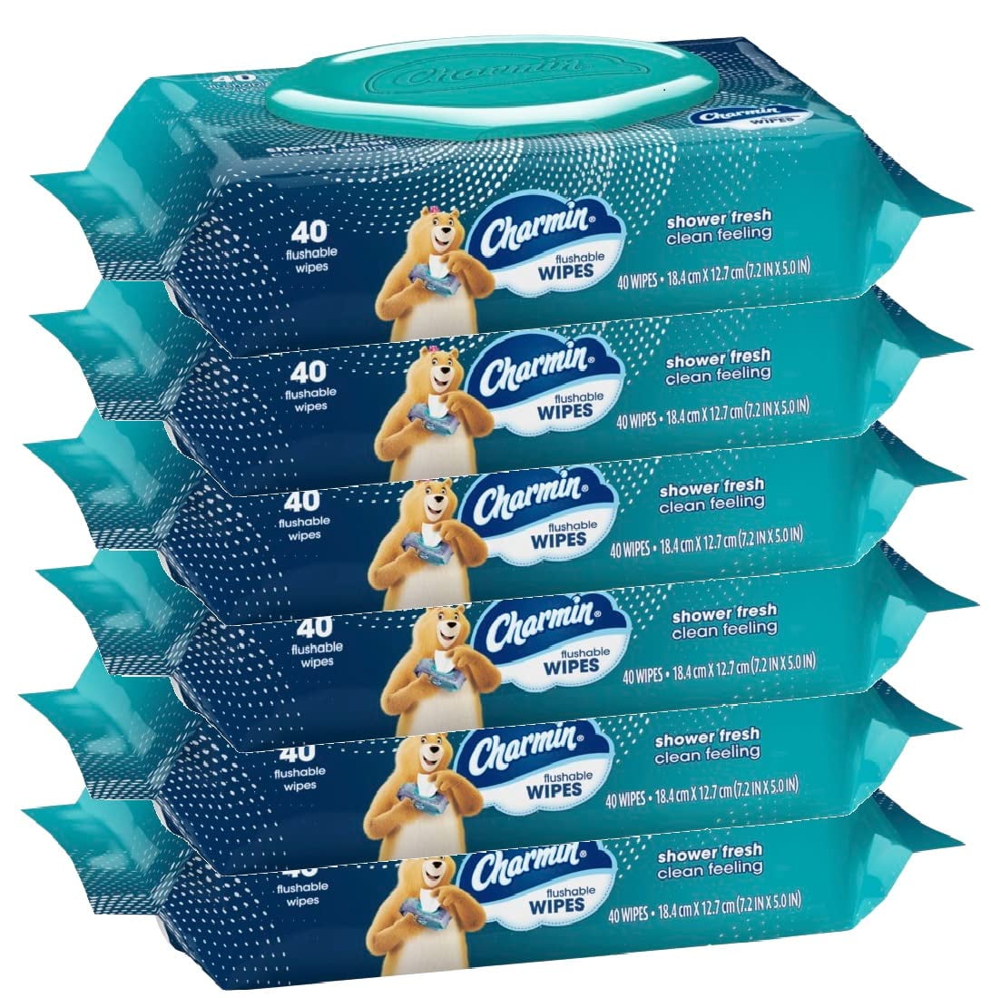Charmin Freshmates Flushable Wipes With Refillable Tub (Pack Of 6