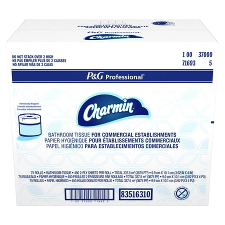 Commercial Bathroom Tissue Septic Safe, 2-Ply, White, 450 Sheets/Roll, 75/Carton