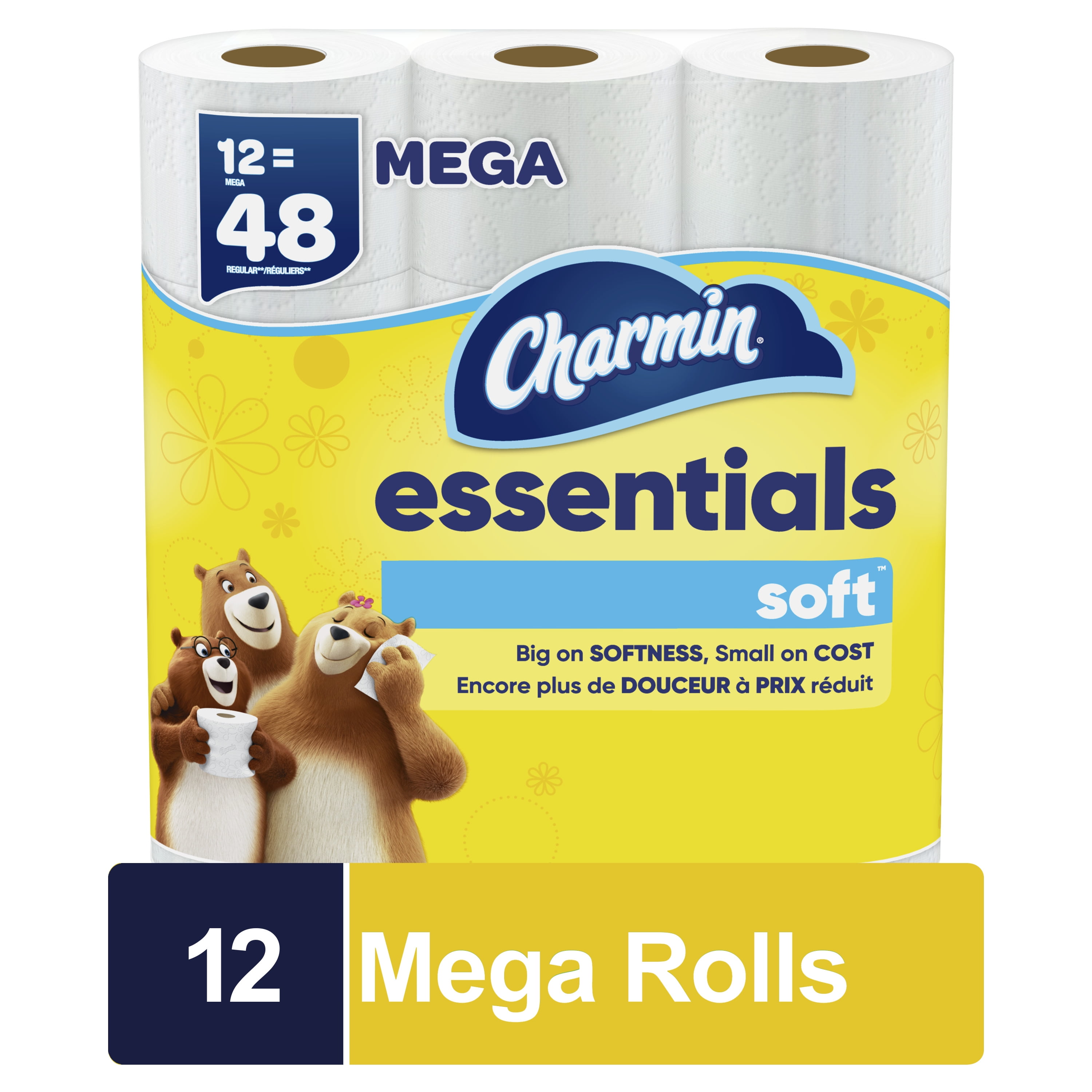 Charmin Essentials Soft Toilet Paper 12 Mega Rolls, 330 Sheets Per Roll