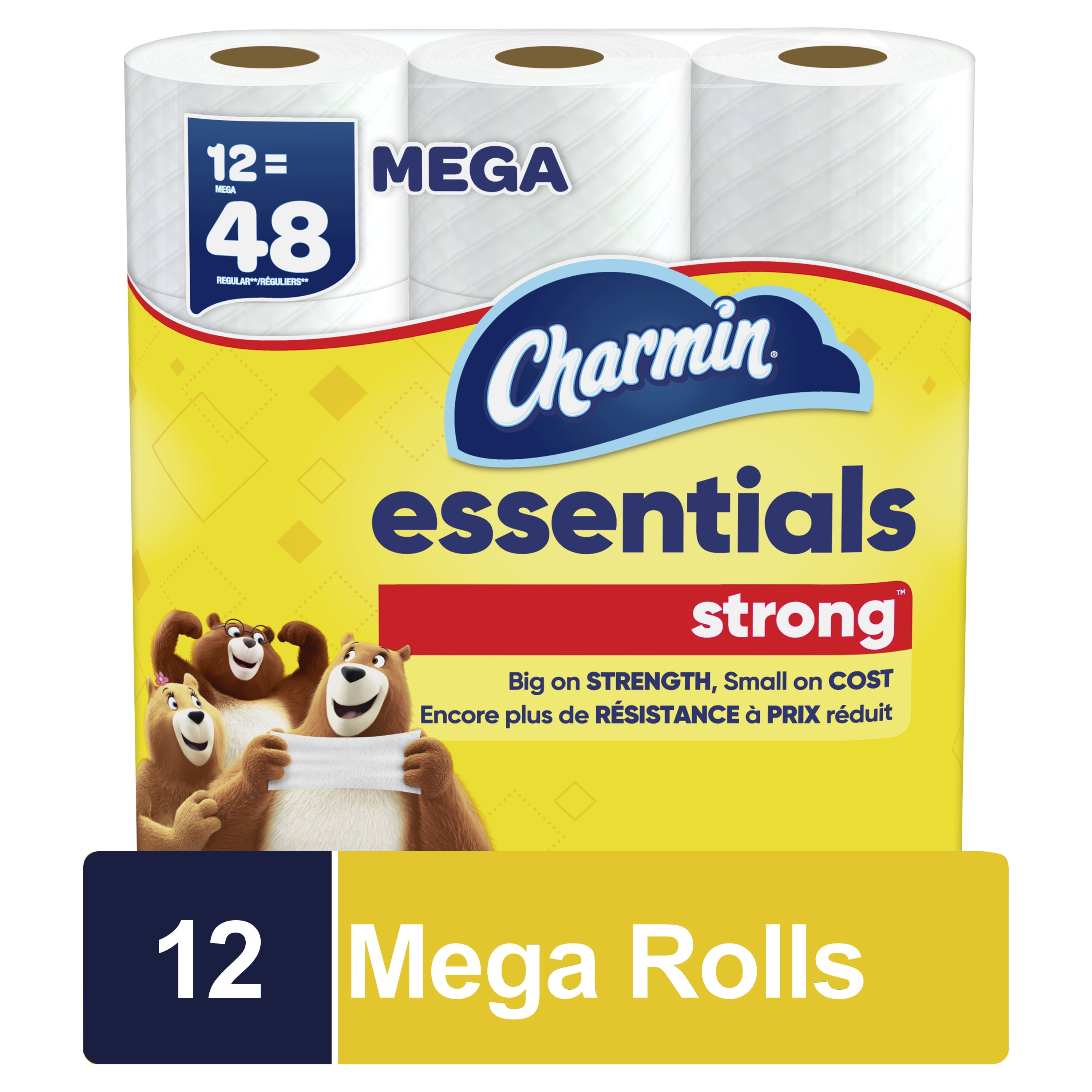 Charmin Essentials Strong Toilet Paper 12 Mega Rolls, 429 Sheets Per Roll