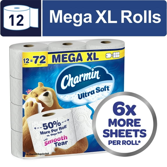 Charmin Ultra Soft Toilet Paper 12 Mega XL Rolls, 336 Sheets Per Roll