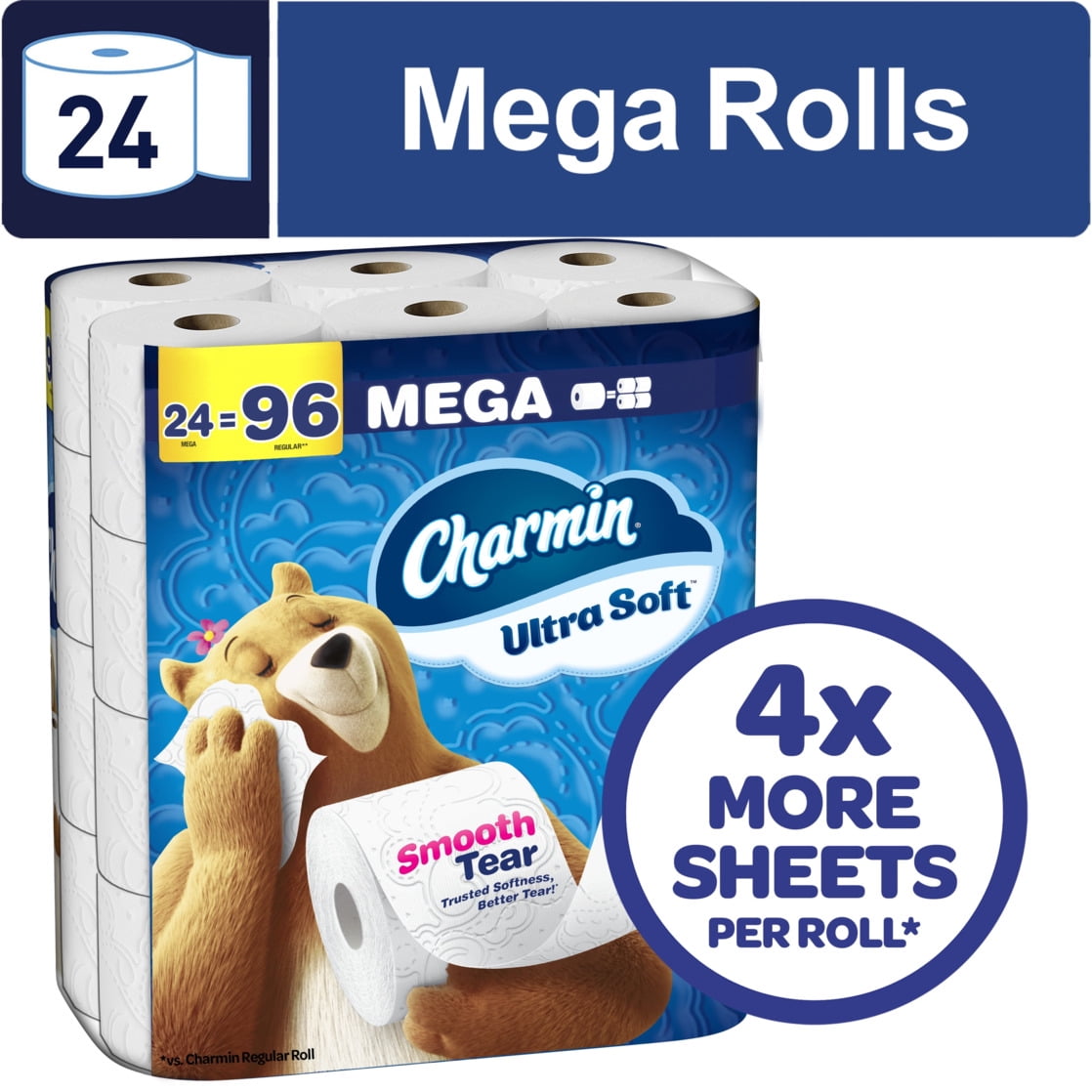 Charmin Ultra Soft Toilet Paper 24 Mega Rolls, 224 Sheets Per Roll