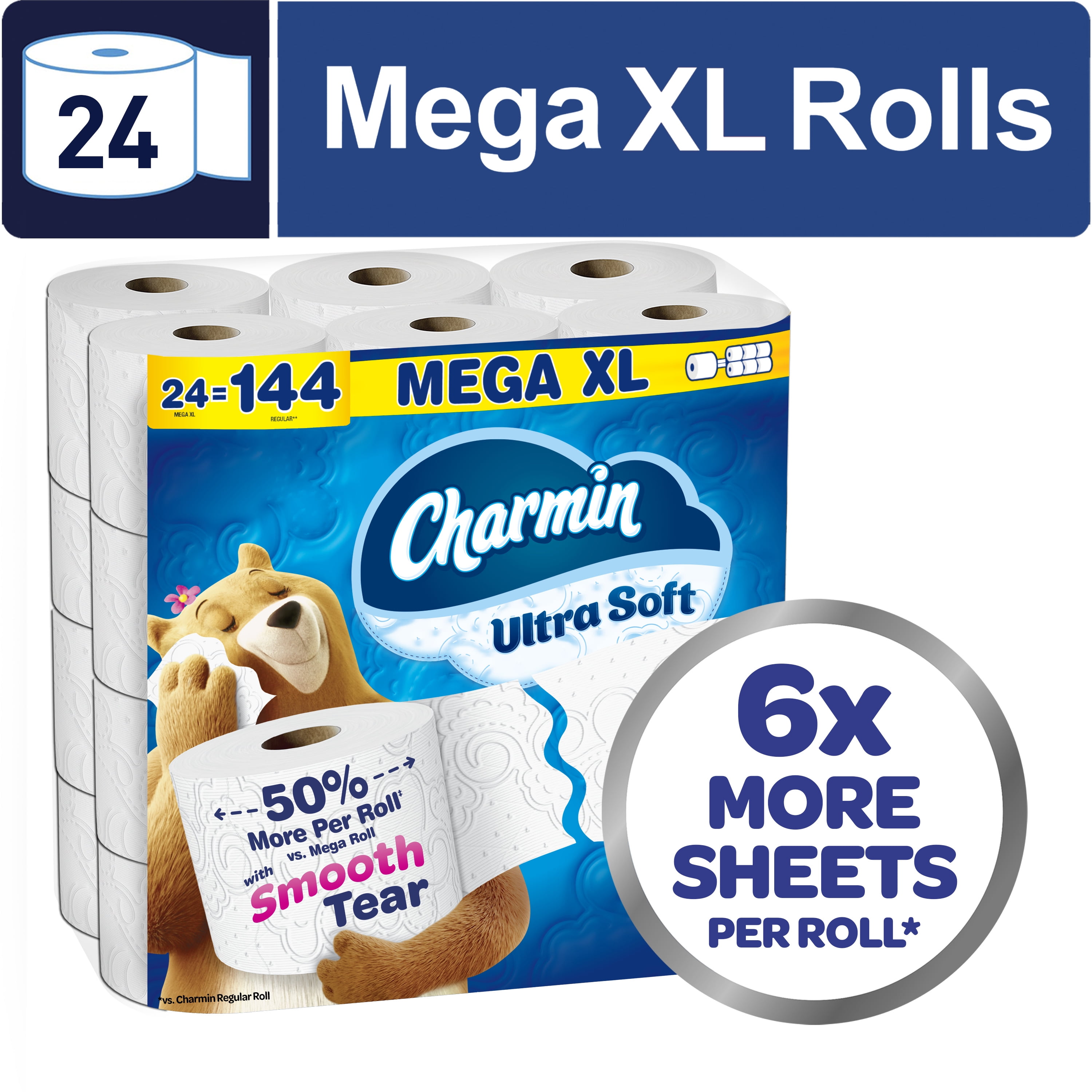 Charmin Ultra Soft Toilet Paper 24 Mega XL Rolls, 336 Sheets Per Roll