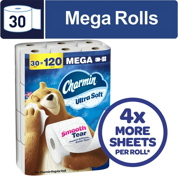 Charmin Ultra Soft Toilet Paper 30 Mega Rolls, 224 Sheets Per Roll