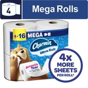 Charmin Toilet Paper Ultra Soft 4 Mega Rolls, 224 Sheets Per Roll