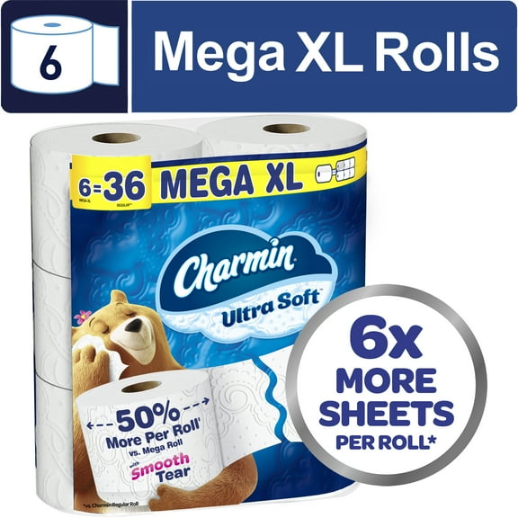 Charmin Ultra Soft Toilet Paper 6 Mega XL Rolls, 336 Sheets Per Roll
