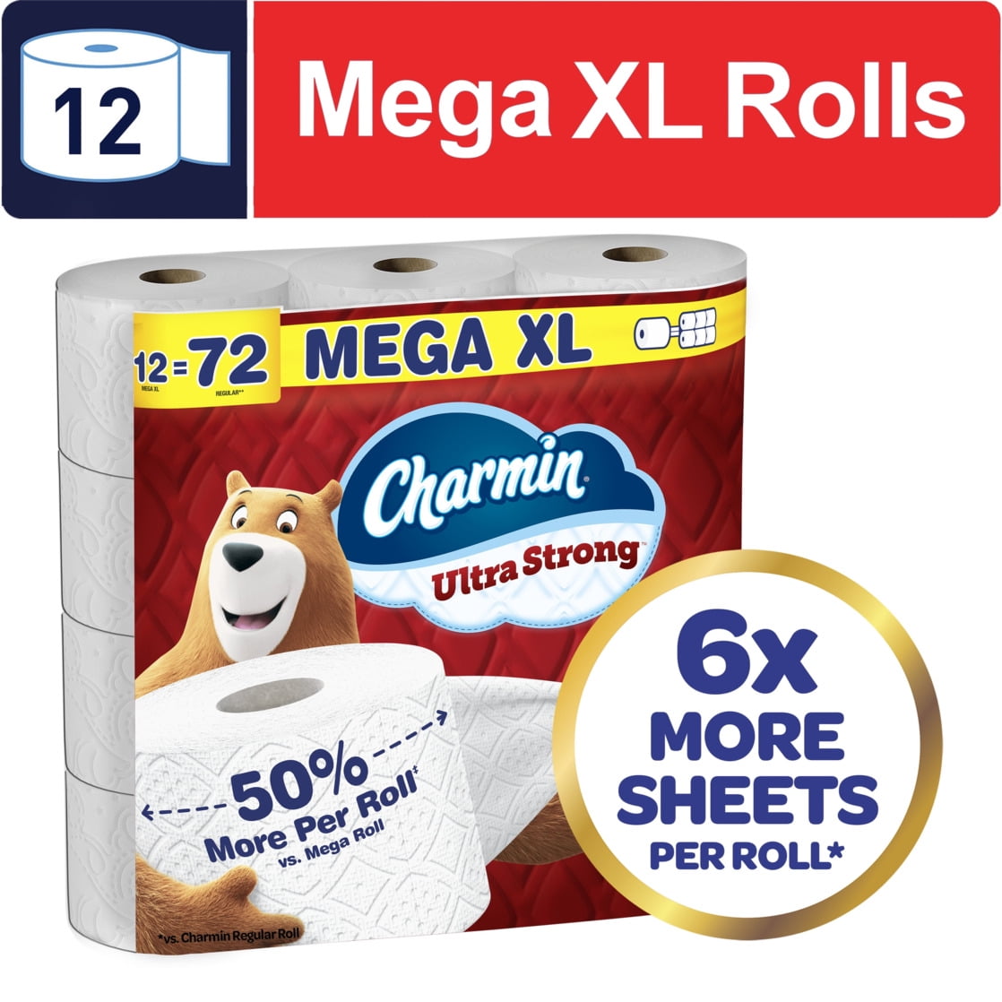 Free Shipping! Charmin Ultra Strong Toilet Paper, 12 Mega XL Rolls, 330 Sheets Per Roll, Septic-Safe, Bulk Toilet Paper