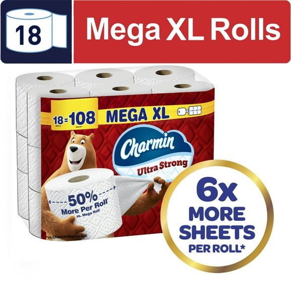 Charmin Ultra Strong Toilet Paper 18 Mega XL Rolls, 330 Sheets Per Roll