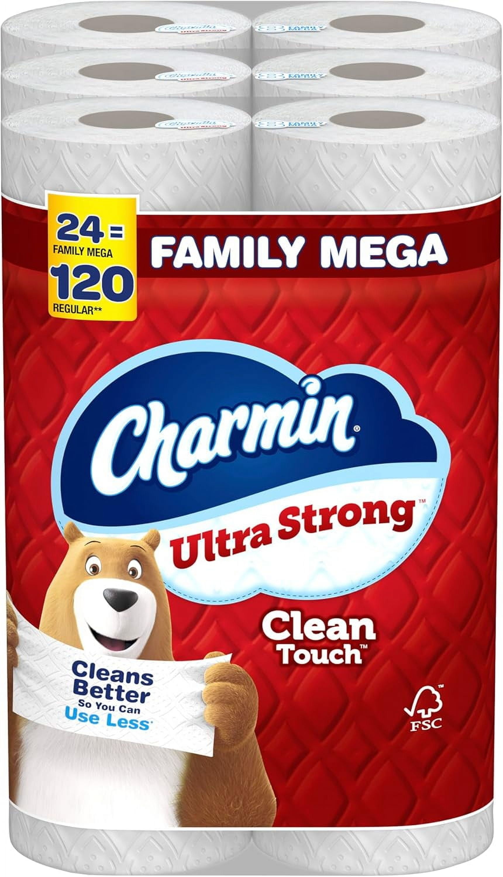 Charmin Toilet Paper Ultra Strong Clean Touch, 24 Family Mega Rolls ...