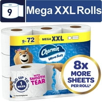 Charmin Toilet Paper Ultra Soft, 9 Mega XXL Rolls, 2-Ply Bath Tissue