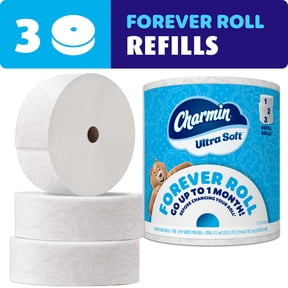 Charmin Toilet Paper Ultra Soft, Forever Roll Refill Rolls, 2-ply Bath Tissue, 3 Count