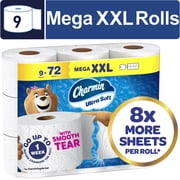 Charmin Toilet Paper Ultra Soft, 9 Mega XXL Rolls, 2-ply Bath Tissue