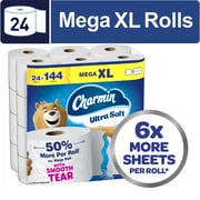 ورق تواليت شارمين فائق النعومة، 24 ميجا XL رولز