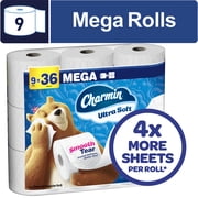 Charmin Ultra Soft Toilet Paper, 9 Mega Rolls, 2-Ply Bath Tissue