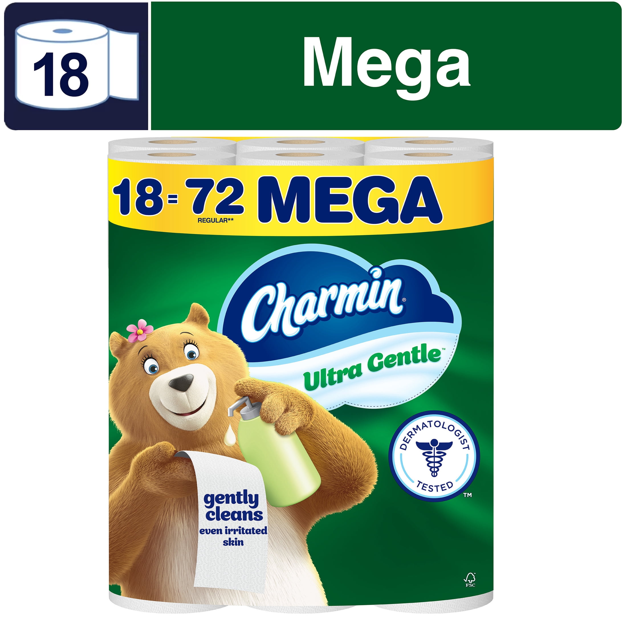 Charmin Ultra Gentle Toilet Paper, 18 Mega Rolls, 231 Sheets Per Roll