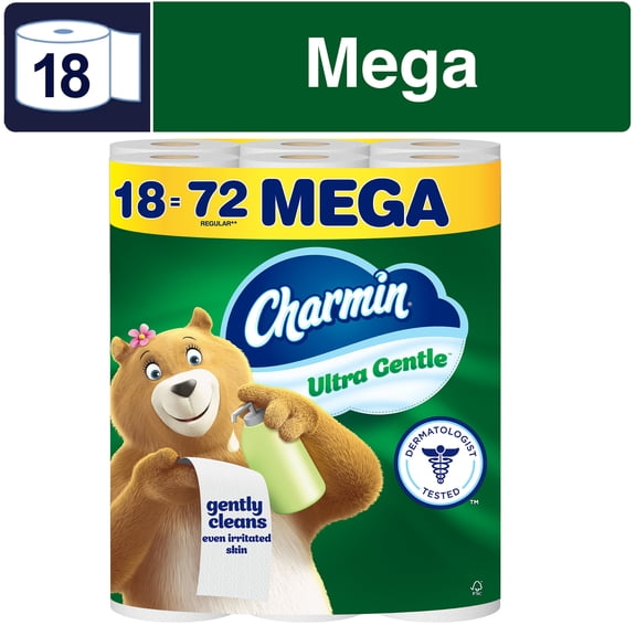 Charmin Ultra Gentle Toilet Paper, 18 Mega Rolls, 231 Sheets Per Roll