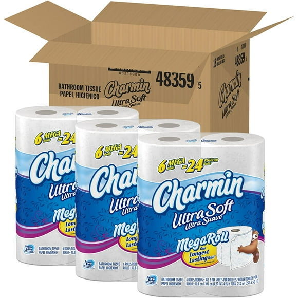 Charmin Ultra Soft, Mega Rolls, 6 Count Packs (Pack of 3) 18 Total Rolls