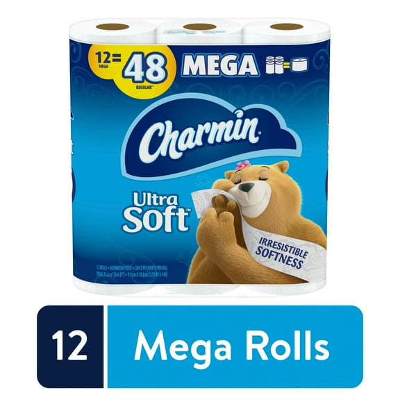 Charmin Ultra Soft Toilet Paper, 12 Mega Rolls, 264 Sheets per Roll