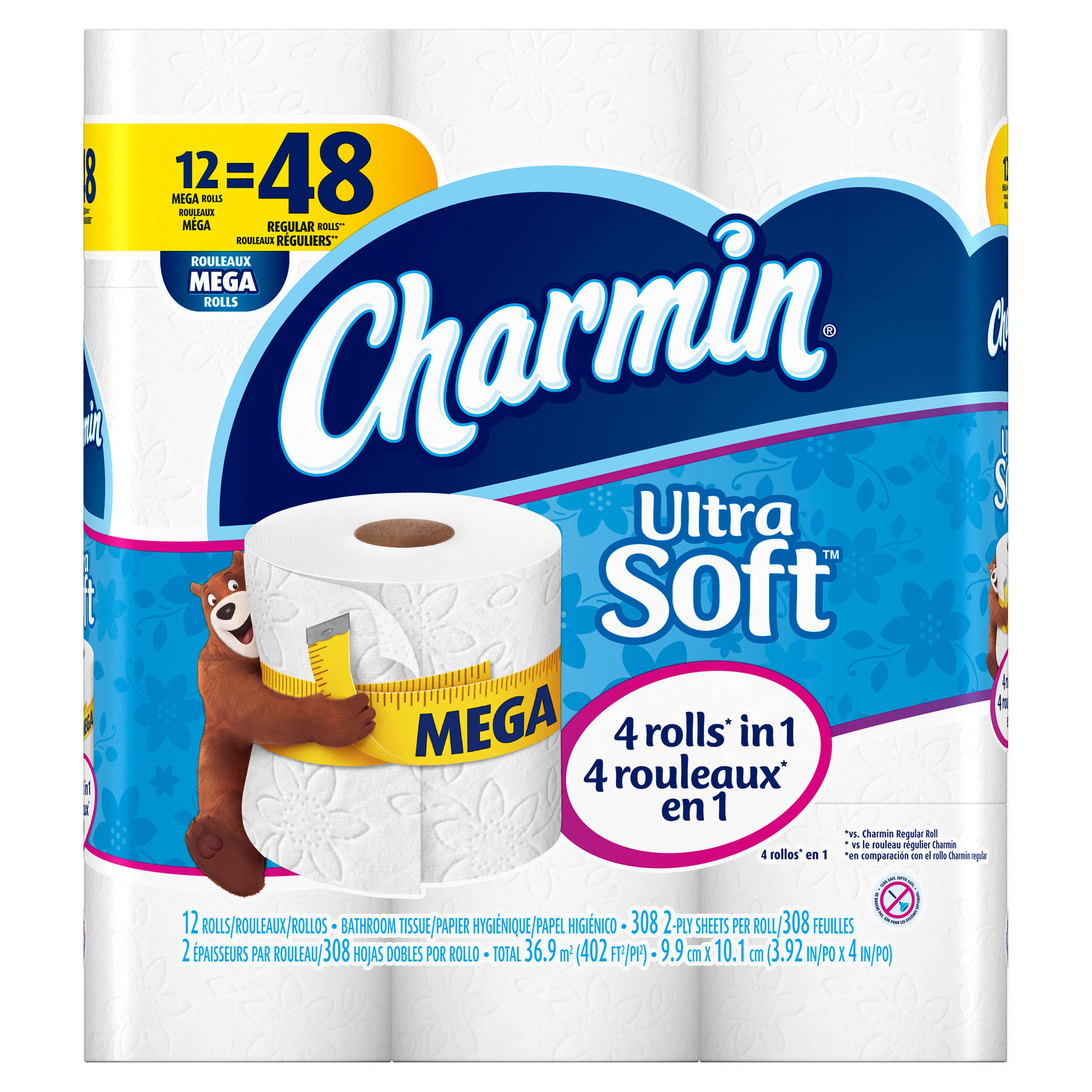 Charmin Ultra Soft Toilet Paper 12 Mega Rolls (Pack of 1) - image 1 of 6