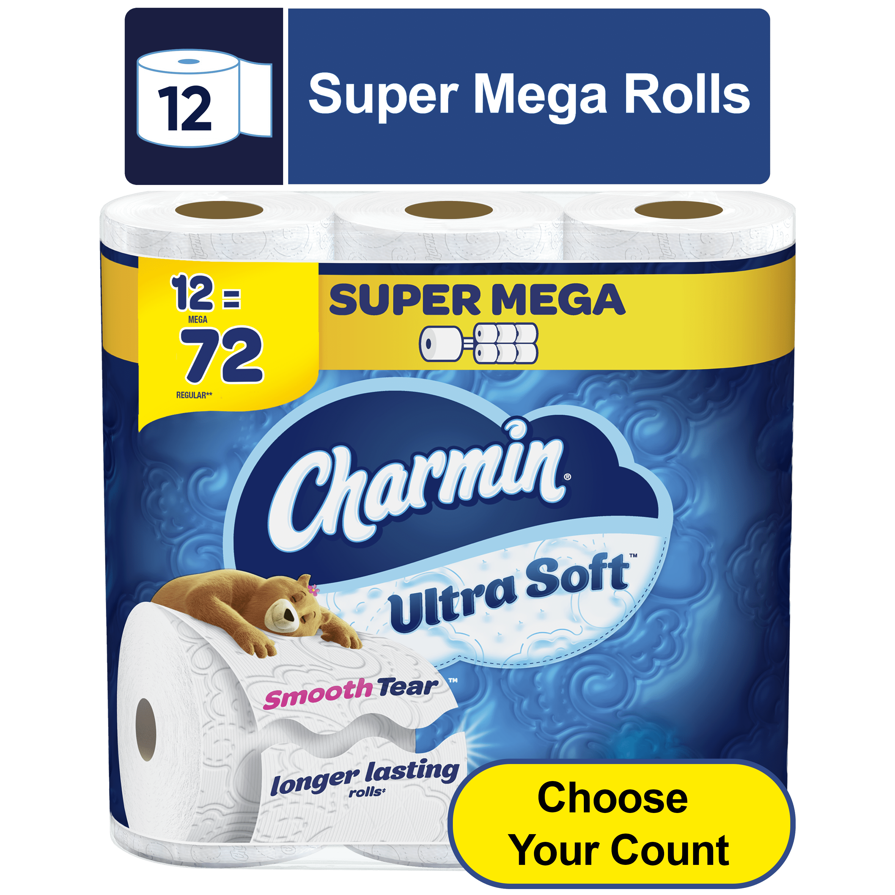 Charmin Ultra Soft Toilet Paper 12 Super Mega Rolls, 336 Sheets per