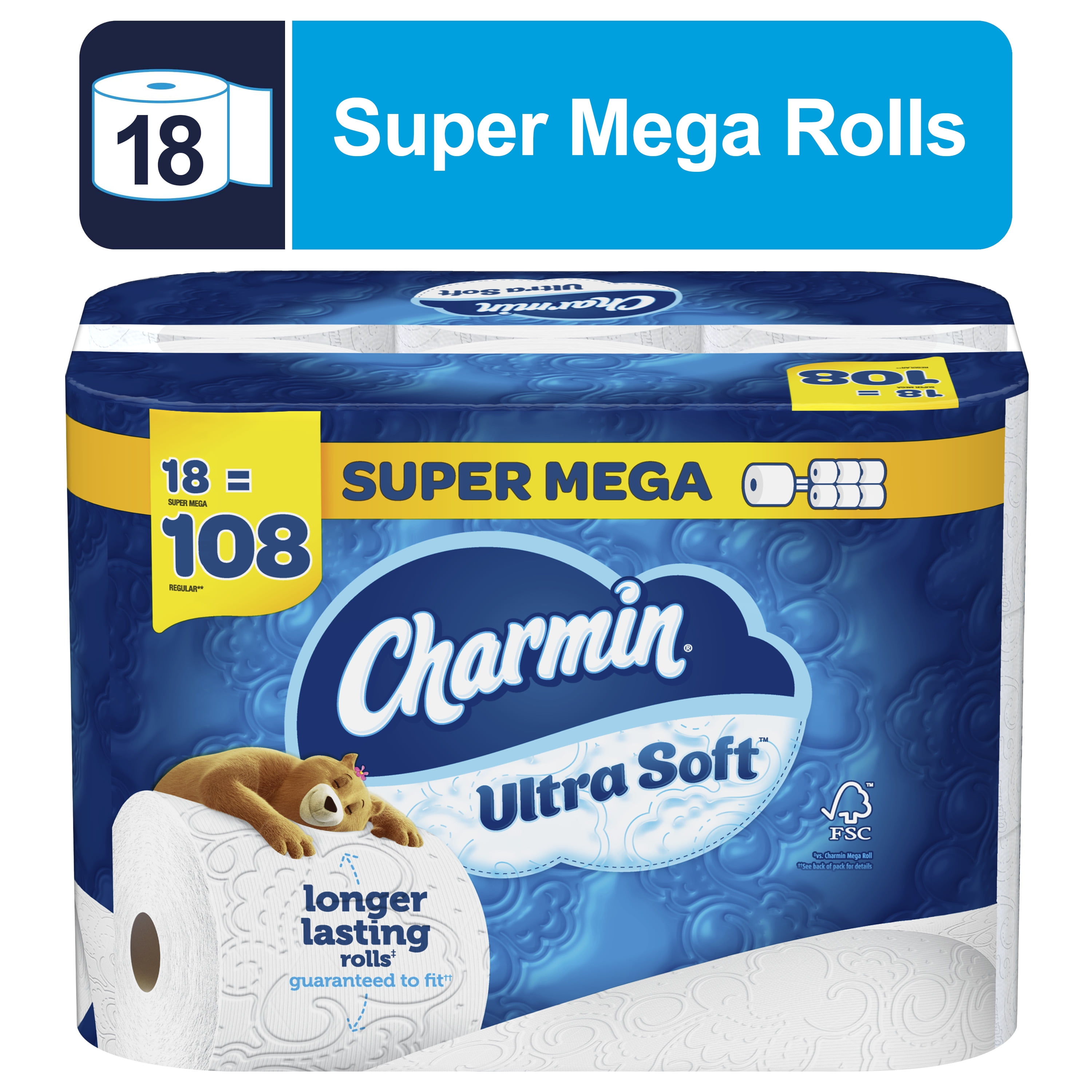 Charmin Ultra Strong Super Mega Roll Toilet Paper, 18 rolls - Baker's
