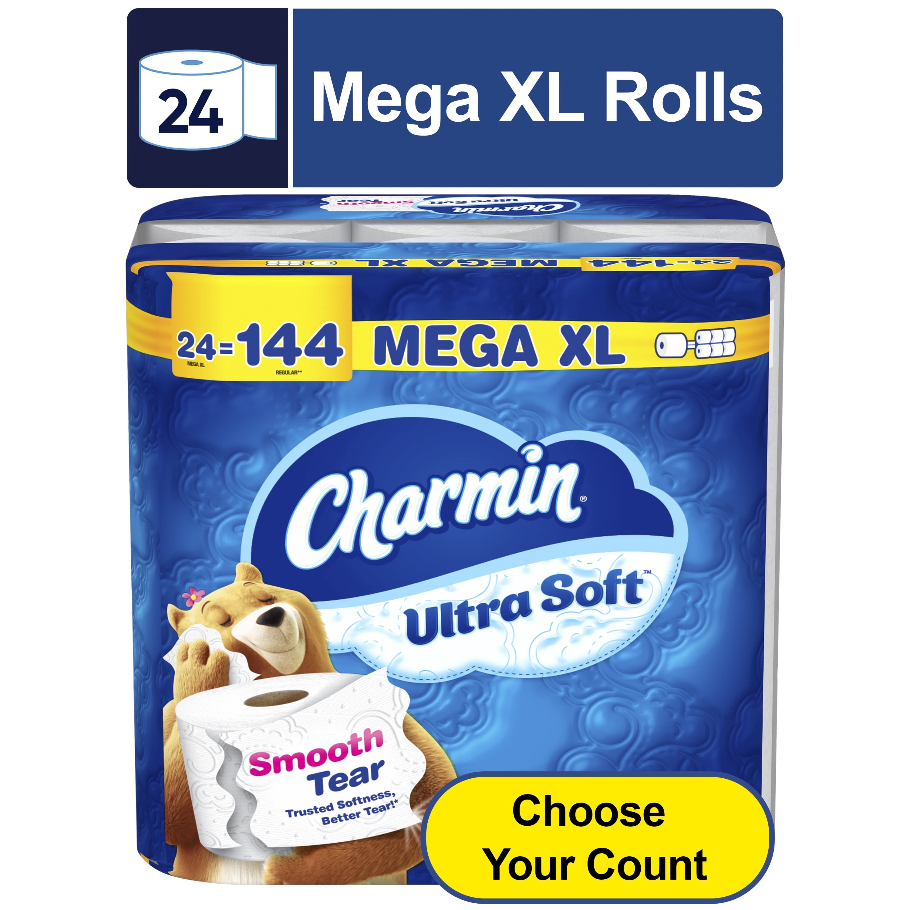 Charmin Ultra Soft Toilet Paper 24 Mega XL Rolls, 336 Sheets Per Roll ...