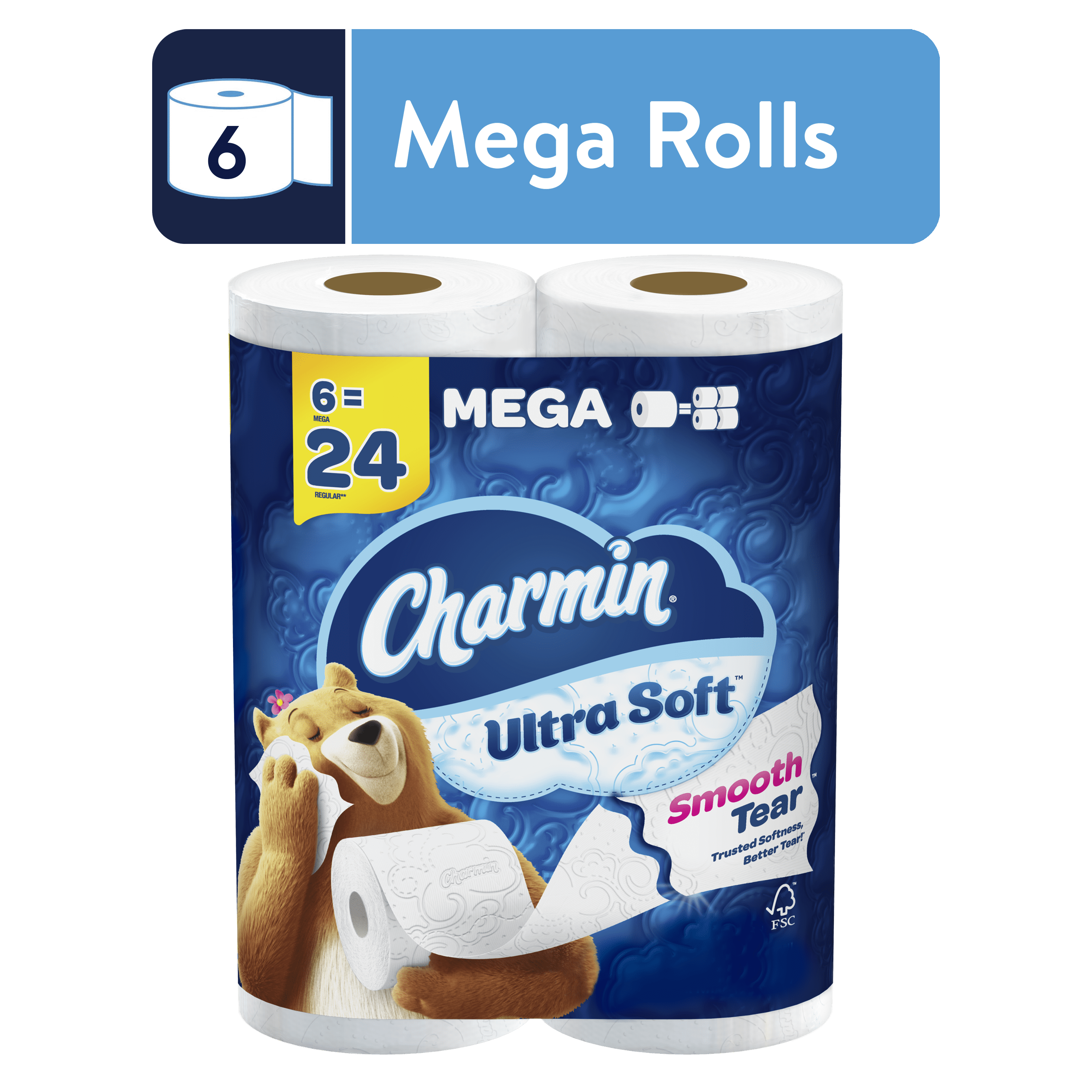 Charmin Ultra Soft Toilet Paper 6 Mega Rolls, 224 Sheets per Roll