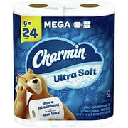 Charmin Ultra Soft Toilet Paper, 6 Mega Rolls = 24 Regular Rolls, 6 Count
