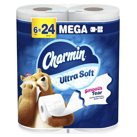 Charmin Ultra Soft Toilet Paper 6 Mega Rolls = 24 Regular Rolls C40
