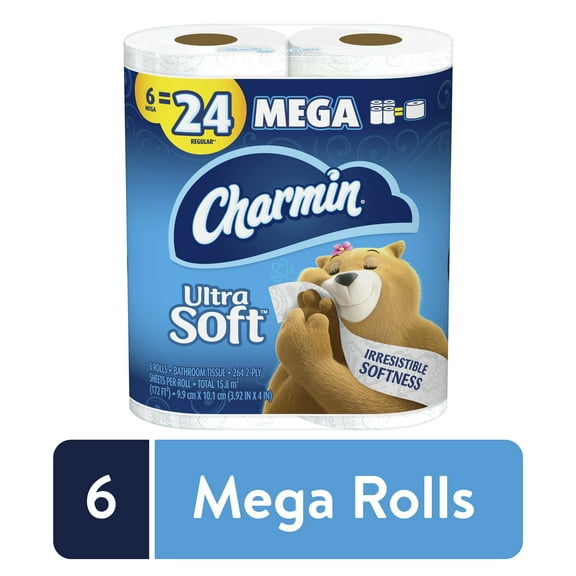 Charmin Ultra Soft Toilet Paper 6 Mega Rolls, 264 Sheets Per Roll