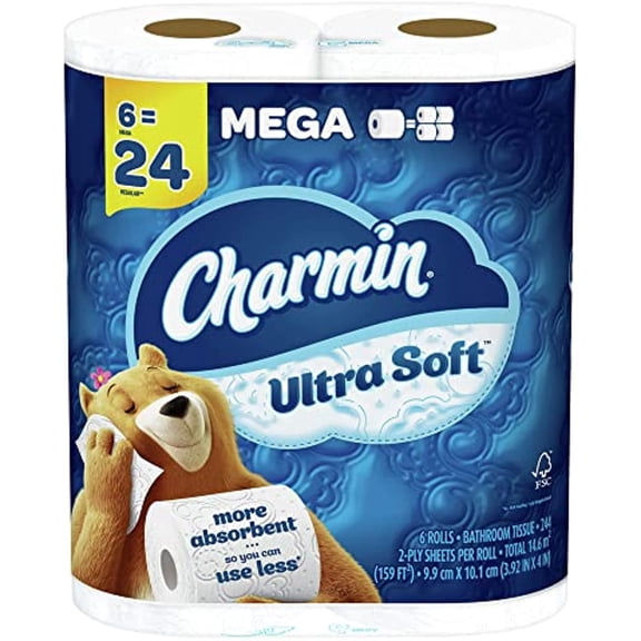 Charmin Ultra Soft Toilet Paper 6 Mega Rolls