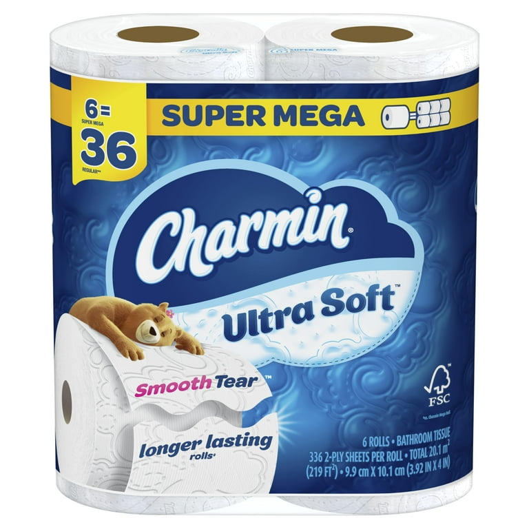 Charmin Ultra Soft Toilet Paper 6 Mega Xl Rolls, 336 Sheets Per 