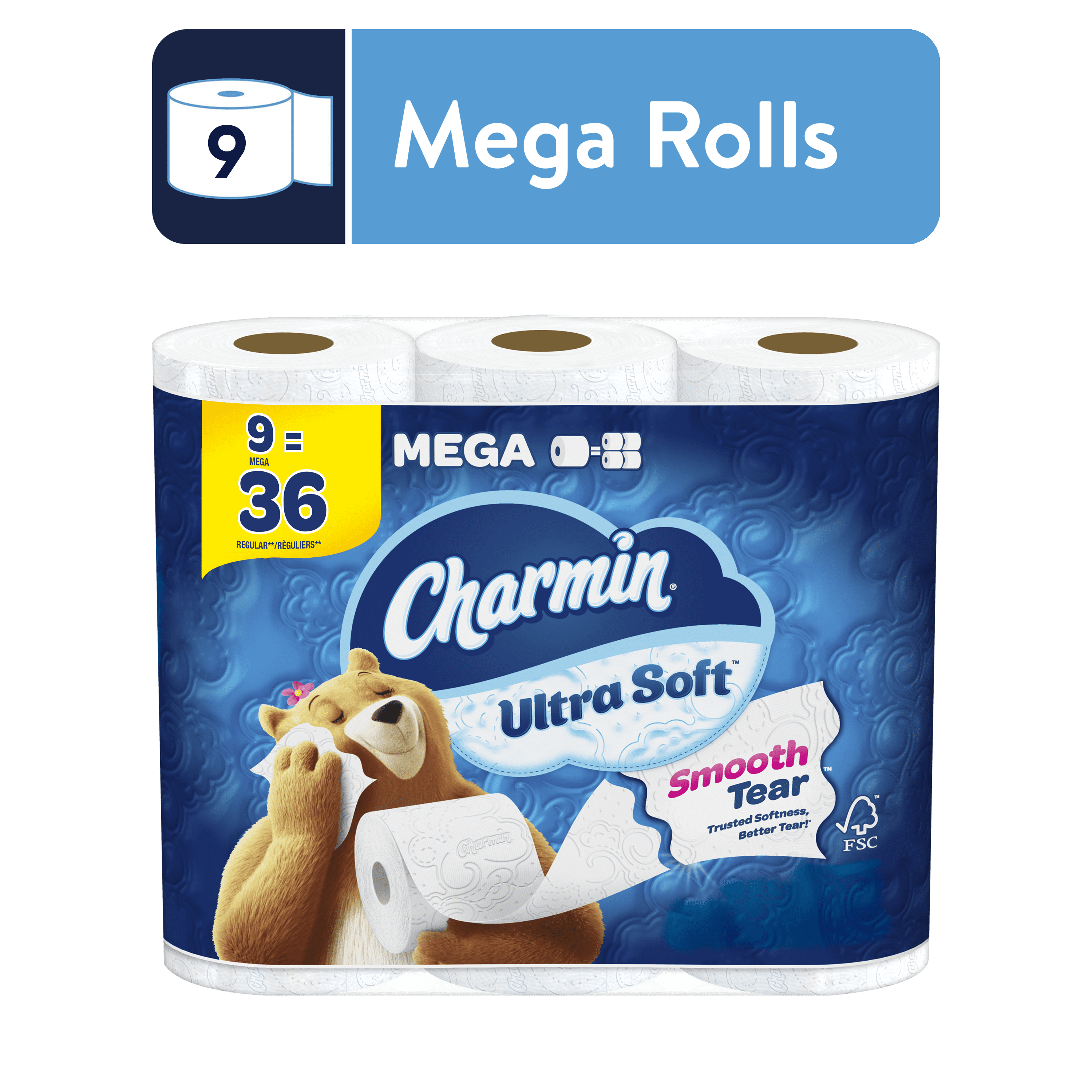 Charmin Ultra Soft Toilet Paper 9 Mega Rolls, 224 Sheets Per Roll