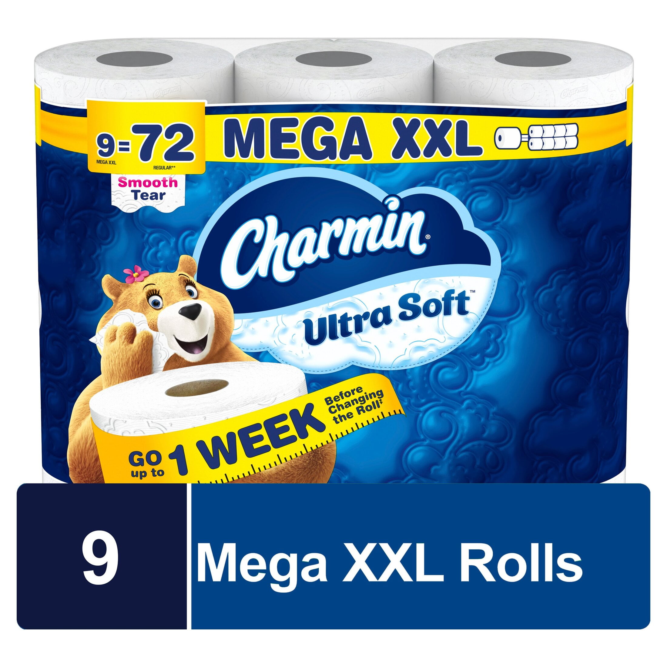Charmin Toilet Paper Ultra Soft 9 Mega XXL Rolls, 440 Sheets Per Roll