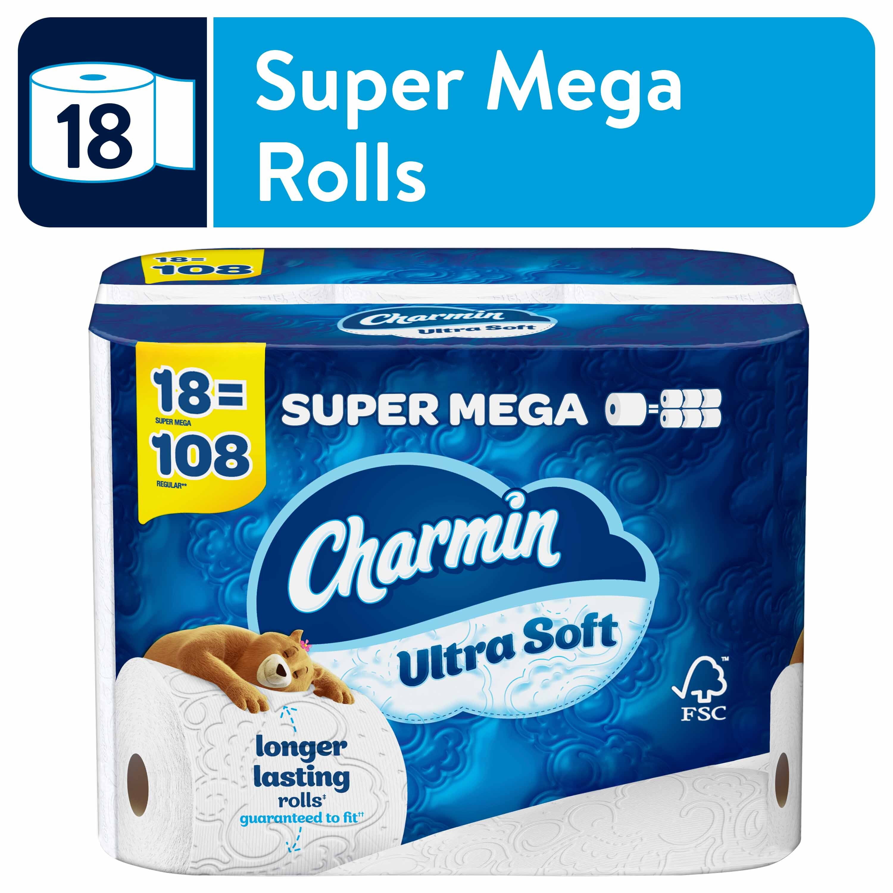 Charmin Ultra Soft Toilet Paper Super Mega Roll, 366 Sheets per Roll, 18 Count