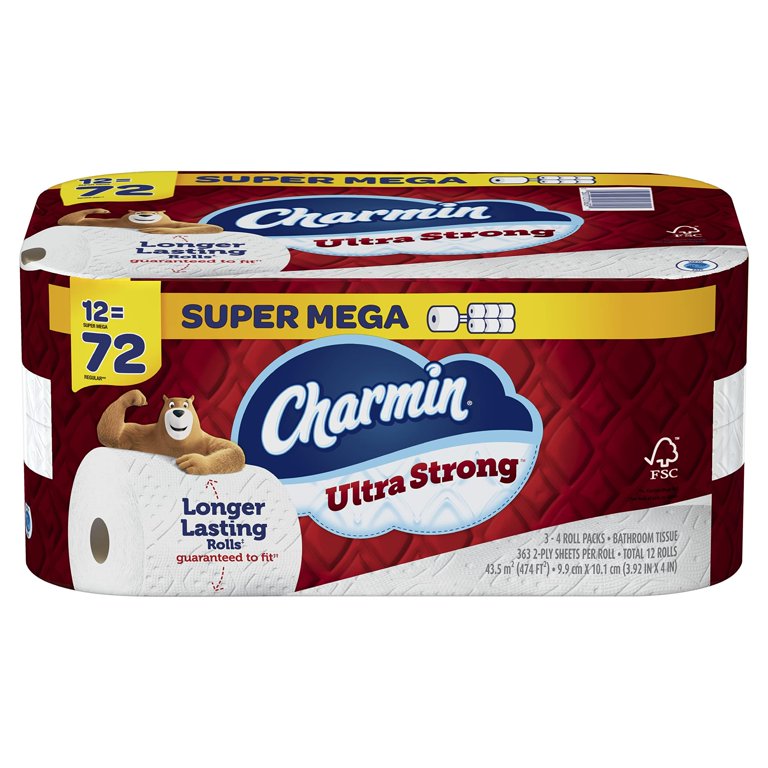 Charmin Ultra Strong Toilet Paper 12 Mega Xl Rolls, 363 Sheets Per 