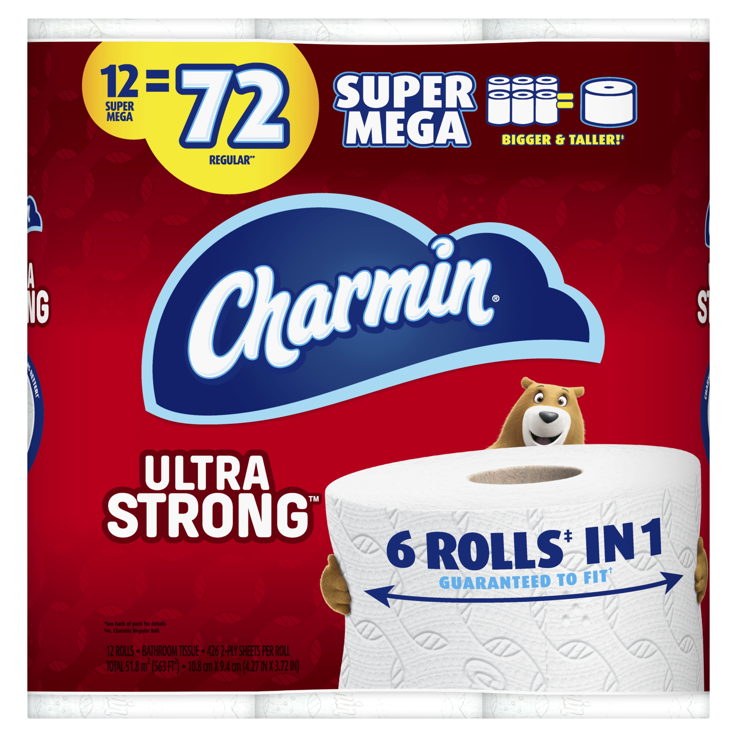 Charmin Ultra Strong Toilet Paper 12 Super Mega Roll, 426 Sheets Per