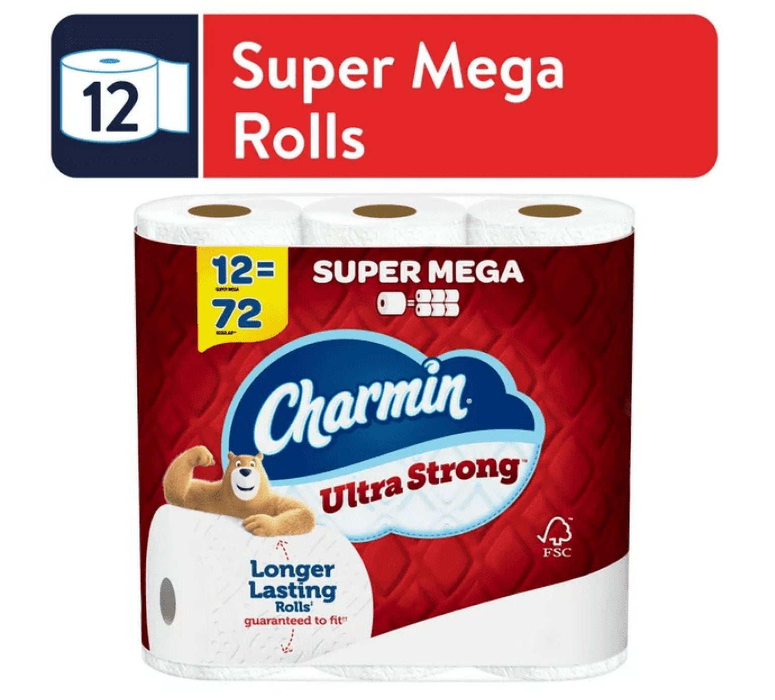 Charmin Ultra Strong Toilet Paper, 12 Super Mega Roll - Walmart.com