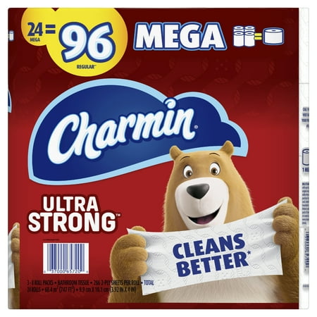 Charmin Ultra Strong Toilet Paper 24 Mega Roll, 286 Sheets Per Roll