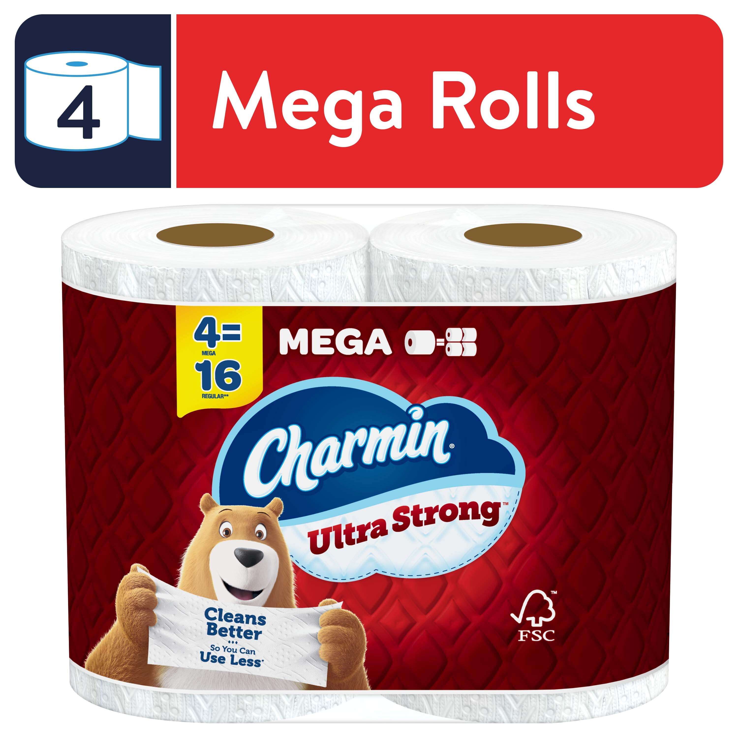 Charmin Ultra Strong Toilet Paper, 4 Mega Rolls - Walmart.com