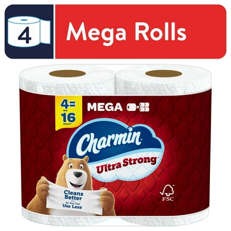 Charmin Ultra Strong Toilet Paper, 4 Mega Rolls = 16 Regular Rolls
