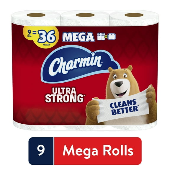 Charmin Ultra Strong Toilet Paper 9 Mega Roll, 286 Sheets per Roll