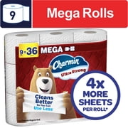 Charmin Ultra Strong Toilet Paper 9 Mega Rolls, 220 Sheets Per Roll