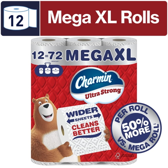 Charmin Toilet Paper Ultra Strong, 12 Mega XL Rolls, 2-ply Bath Tissue